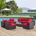 Sol 72 Outdoor™ Convene 8-pc Outdoor Patio Sectional Set Synthetic Wicker/All - Weather Wicker/Wicker/Rattan in Orange | 33.5 H in | Wayfair