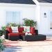 Sol 72 Outdoor™ Brentwood 5 Piece Rattan Sectional Seating Group w/ Cushions Synthetic Wicker/All - Weather Wicker/Wicker/Rattan in Red | Wayfair