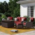 Wildon Home® Gosdon Rattan Sofa Seating Group w/ Cushions Wood in Red | 35.5 H x 63.75 W x 34 D in | Outdoor Furniture | Wayfair BRAY2666 37856052