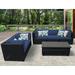 Wade Logan® Ayomikun 6 Piece Rattan Sectional Seating Group w/ Cushions Synthetic Wicker/All - Weather Wicker/Wicker/Rattan in Blue | Outdoor Furniture | Wayfair