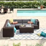 Wade Logan® Ayomikun 7 Piece Rattan Sectional Seating Group w/ Cushions Synthetic Wicker/All - Weather Wicker/Wicker/Rattan | Outdoor Furniture | Wayfair