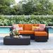 Sol 72 Outdoor™ Brentwood 3 Piece Rattan Sectional Seating Group w/ Cushions Synthetic Wicker/All - Weather Wicker/Wicker/Rattan in Orange | Wayfair