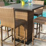 Lark Manor™ Ambroselli Wicker Bar Table Metal/Wicker/Rattan in Brown | 42 H x 36 W x 36 D in | Outdoor Furniture | Wayfair