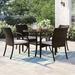 Red Barrel Studio® Tahirul 5 Piece Outdoor Dining Set w/ Cushions Glass/Metal in Brown | Wayfair 1723C7CC6DA94303A01F5716CDBCE643
