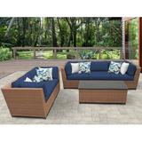 Lark Manor™ Ambroselli 3 Piece Rattan Sofa Seating Group w/ Cushions Synthetic Wicker/All - Weather Wicker/Wicker/Rattan in Blue | Outdoor Furniture | Wayfair