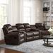 Brown Reclining Sectional - Lark Manor™ Annemien 112" Wide Faux Leather Corner Sectional Faux Leather | 105 H x 112 W x 33 D in | Wayfair