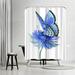 East Urban Home 71" x 74" Nature Shower Curtain, Blue Butterfly by Suren Nersisyan Polyester in Blue/Gray | 74 H x 71 W in | Wayfair