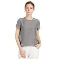 LilySilk Women's Charmeuse Silk T Shirt Tunic Blouse Top Ladies Short Sleeve 22 Momme Pure Silk (S/10, Dark Grey)