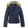 SS7 Women's Padded Winter Quilted Fur Parka Jacket, Sizes 8 to 16 (8, Navy)