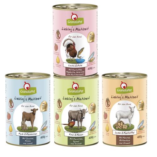 6 x 400g Liebling's Mahlzeit Probierpaket Granatapet Hundefutter nass