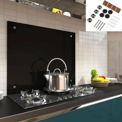 Küchenrückwand Spritzschutz Fliesenspiegel Küche Wandschutz Glas 6mm esg Schwarz - 120x60CM