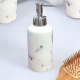 Evideco Marble Effect Bath Hand Soap Dispenser or Lotion Dispenser 10 FL OZ Stone, Bamboo in Black/Gray/White | 7.8 H x 3.8 W x 3.8 D in | Wayfair