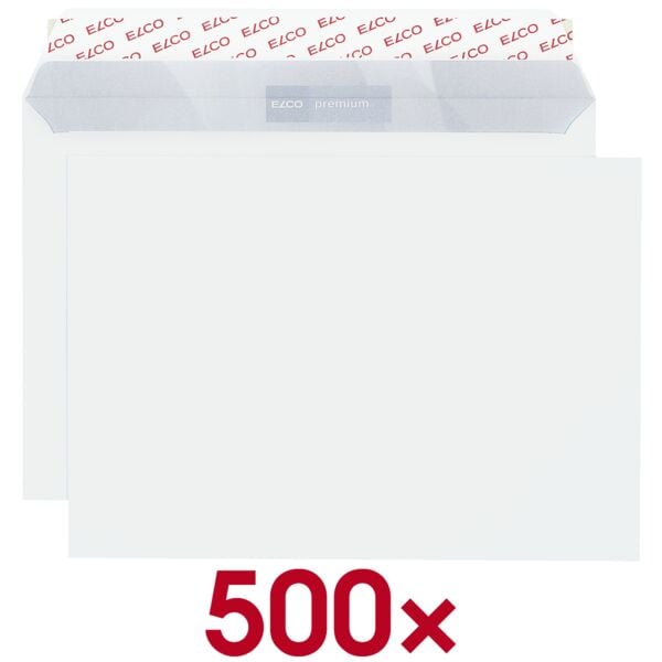 ELCO Briefumschläge C5 ohne Fenster mit Haftklebung - 500 Stück weiß, 22.9x16.2 cm Image
