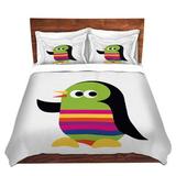 East Urban Home Rainbow The Penguin Duvet Cover Set Microfiber in Black/Green/White | 1 King Duvet Cover + 2 King Shams | Wayfair