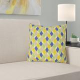 Latitude Run® Avicia Indoor/Outdoor Throw Pillow Polyester/Polyfill blend in Blue/Yellow | 16 H x 16 W x 3 D in | Wayfair
