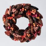 The Holiday Aisle® Preserved Handcrafted Pinecone Wreath Traditional Faux in Brown/Orange/Red | 14 H x 14 W x 3.5 D in | Wayfair