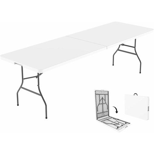 Garten Klapptisch, Klappbarer Tisch , 240 x 75.5 cm, Weiß, In der Mitte klappbar, Material: HDPE