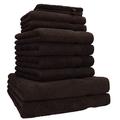 Betz 10 Piece Towel Set PREMIUM 100% Cotton 2 Wash Mitts 2 Guest Towels 4 Hand Towels 2 Bath Towels color dark brown