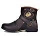 OSSTONE Motorcycle Boots for Men Cowboy Hiking Fashion Zipper Leather Chukka Ankle Boots Casual Shoes OZ-5008-1-N-S-Brown-11.5