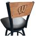 Holland Bar Stool NCAA Swivel Bar Stool Upholstered/Metal in Black | 39 H x 18.5 W x 17 D in | Wayfair L03825BWMedMplAWisc-WBlkVinyl