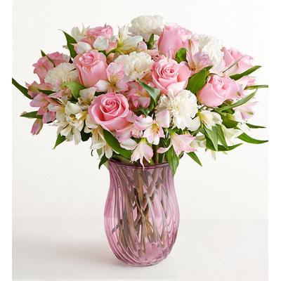 1-800-Flowers Flower Delivery Cherished Blooms Double Bouquet W/ Pink Vase | 100% Satisfaction Guaranteed