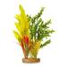 Forest Green Fern Plastic Aquarium Plant with Red and Yellow Accents, X-Large, Multi-Color