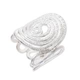 Shining Karen Promise,'Karen Silver Spiral Pattern Cocktail Ring from Thailand'