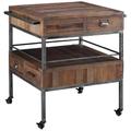 17 Stories Andy Bar Cart Wood/Metal in Brown/Gray/Green | 34.25 H x 27.75 W x 27.75 D in | Wayfair C1663BCB9D0244499EC03E6177751A30