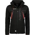 Geographical Norway Techno Men - Men's Waterproof Softshell Jacket - Breathable Outdoor Hooded Jacket - Winter Resistant Tactical Windbreaker Jacket - Ideal Outdoor Activities (Black L)