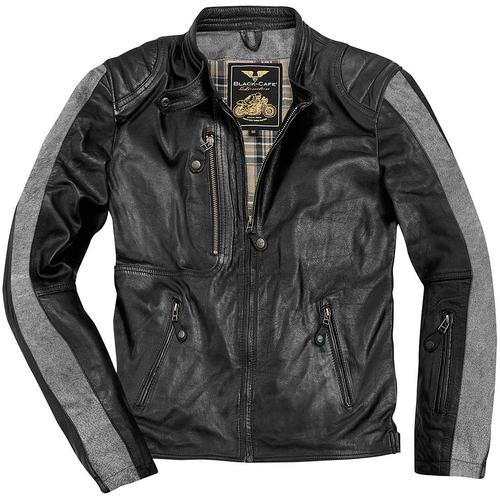 Black-Cafe London Vintage Motorrad Lederjacke, schwarz, Größe 58