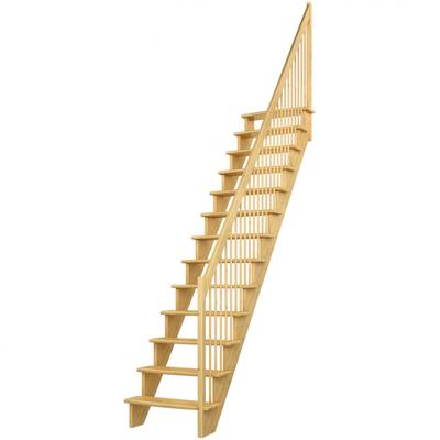 DOLLE Raumspartreppe Wangentreppe Lyon, 65 cm, Geradelaufend,Holzgeländer rechts,Kiefer,unbehandelt Image
