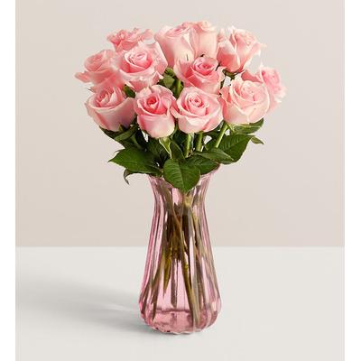 1-800-Flowers Flower Delivery Pink Petal Roses 12 Stems W/ Pink Vase | Happiness Delivered To Their Door