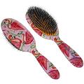 Rock & Ruddle Natural Mixed Boar Bristle Hair Brush for Women and Kids (Large, 21cm) - Perfect for Wet or Dry Hair, Detangling Smoothing Blowdrying - Designed & Made in UK - Flamingos Design