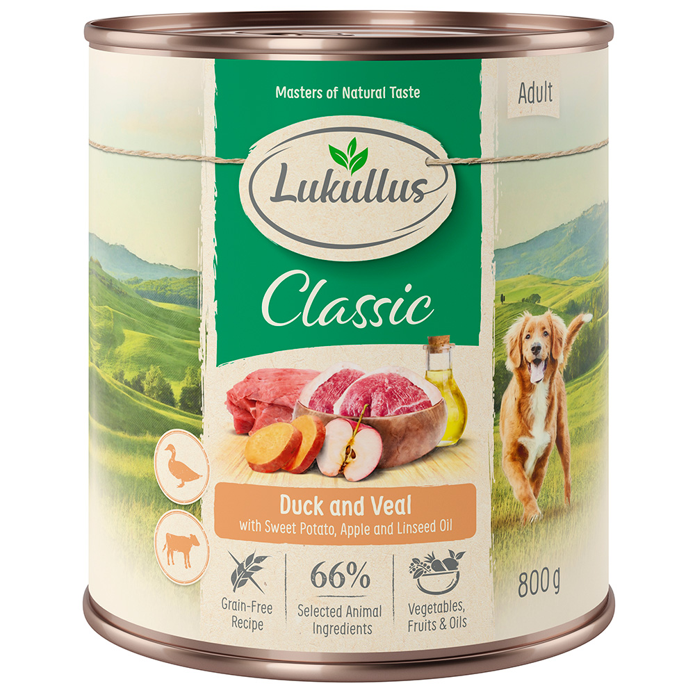 Lukullus 12 x 800 g Alimento umido per cani - Anatra & Vitello