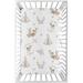 Sweet Jojo Designs Deer Floral Mini Fitted Crib Sheet in Gray/Indigo/White | 24 W x 38 D in | Wayfair MiniSheet-DeerFloral-PRT