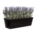 GreenBrokers Künstlicher Lavendel-Pflanzkasten aus Zinn, ideal für Zuhause, Büro, Outdoor, 45 cm, Schwarz