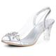 Allegra K Women's Flower Rhinestone Clear Slingback Peep Toe Heels Sandal Silver 7 UK/Label Size 9 US