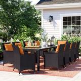 Sol 72 Outdoor™ Brentwood Outdoor Patio 11 Piece Dining Set w/ Cushions Glass | 39.5 W x 114 D in | Wayfair A669B37D3E54409C82D271592B05999E