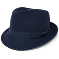 Trilby Hat - 100% Wool Felt Camden Crushable Trilby for Men - Black, Brown, Camel, Grey, Navy. Choice of Sizes (Navy, XL)