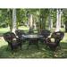 Charlton Home® Staple Hill 5 Piece Outdoor Dining Set Glass/Wicker/Rattan in Brown | Wayfair BA754258943E403883D75D2AD3AD8BC0