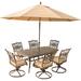 Fleur De Lis Living Carleton 7 Piece Outdoor Dining Set w/ Cushions Wood/Metal in Brown | 28 H x 72 W x 38 D in | Wayfair