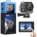 AKASO V50 Elite 4K/60fps Touch Screen WiFi Action Camera Voice Control EIS 40m Waterproof Camera Adjustable View Angle 8X Zoom Remote Control Sports Camera with Helmet Accessories Kit