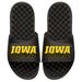 Men's ISlide Black Iowa Hawkeyes Football Stacked Slide Sandals