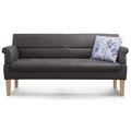 Cavadore 3-Sitzer Sofa Kira mit Federkern / Sitzbank für Küche, Esszimmer / Inkl. Armteilfunktion / 189 x 94 x 81 / Kunstleder grau