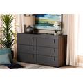 Baxton Studio Rikke Modern Two-Tone Gray & Walnut Finished Wood 6-Drawer Dresser - BR3COD3061-Columbia/Dark Grey-Dresser