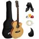 TIGER ACG1-NT Small Body Akustikgitarre, mit Stahlsaiten bespannte Akustikgitarre für Anfänger, Natur