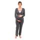 Herzmutter Maternity-Nursing Pajama for Women - Sleepwear-Set for Pregnancy - Nightwear with Breastfeeding Function - Long-Long Sleeve - Twotone - 2700 (XL, Dark Grey/Rose)