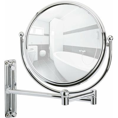 Wenko - Kosmetikspiegel Deluxe Groß, Wandspiegel, 5-fach Vergrößerung, Silber glänzend, Stahl chrom