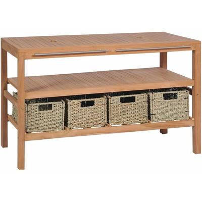 Vidaxl - Waschtischunterschrank mit 4 Körben Teak Massiv 132x45x75 cm