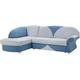 Cavadore Ecksofa Talea mit Ottomane links, Zweifarbige Polsterecke mit Federkern, 257 x 91 x 174, Strukturstoff Eisblau/Blau